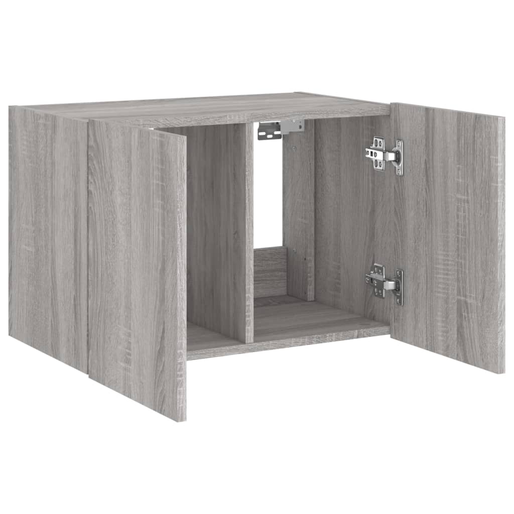Comodă TV de perete cu lumini LED, gri sonoma, 60x35x41 cm