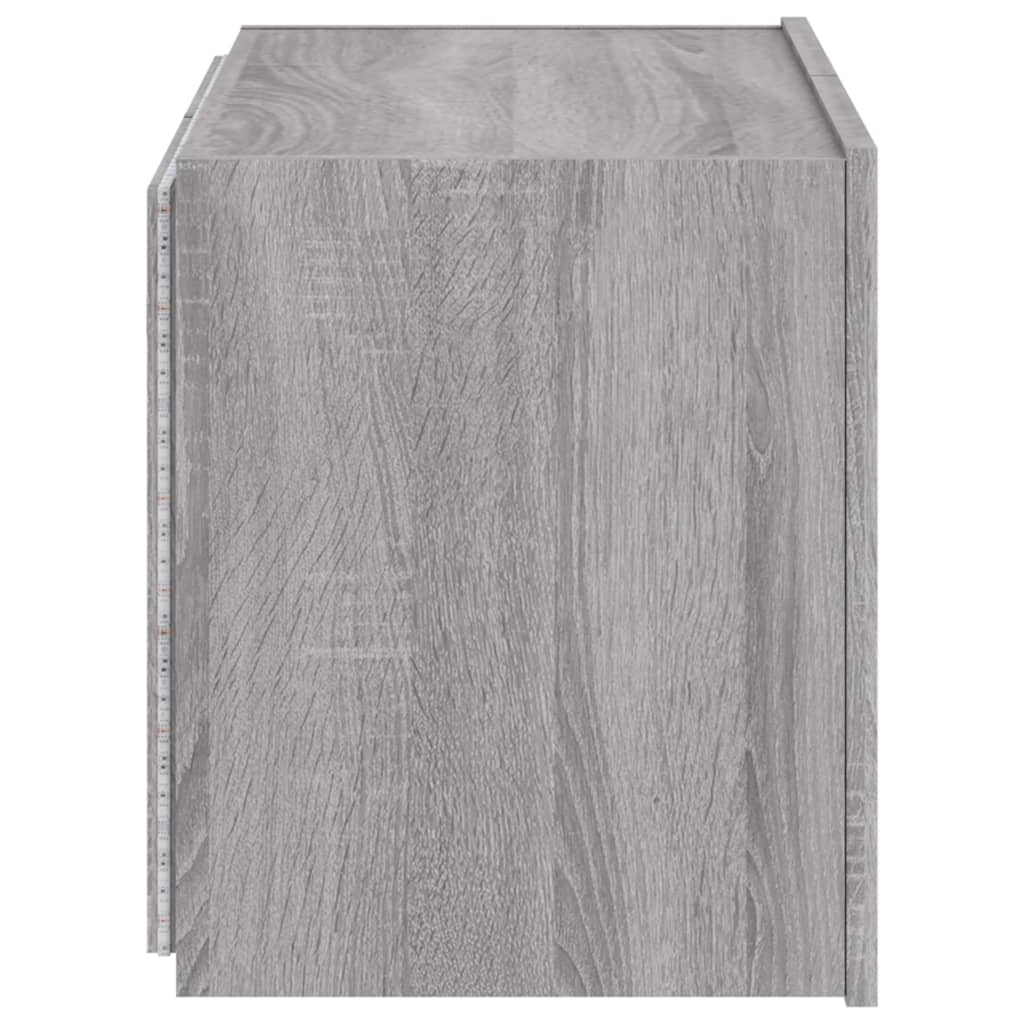 Comodă TV de perete cu lumini LED, gri sonoma, 60x35x41 cm