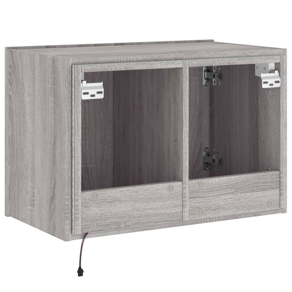 Comodă TV de perete cu lumini LED, gri sonoma, 60x35x41 cm