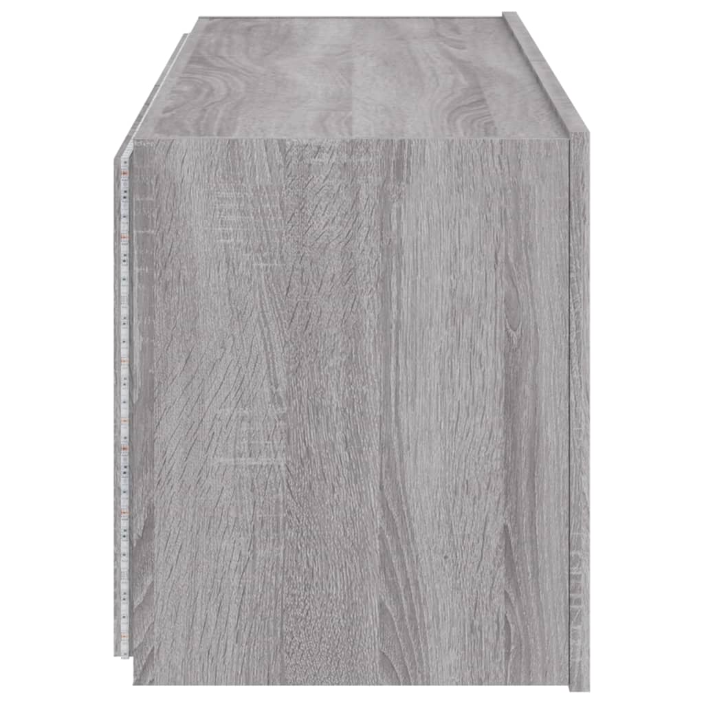 Comodă TV de perete cu LED, 2 buc, gri sonoma, 60x35x41 cm