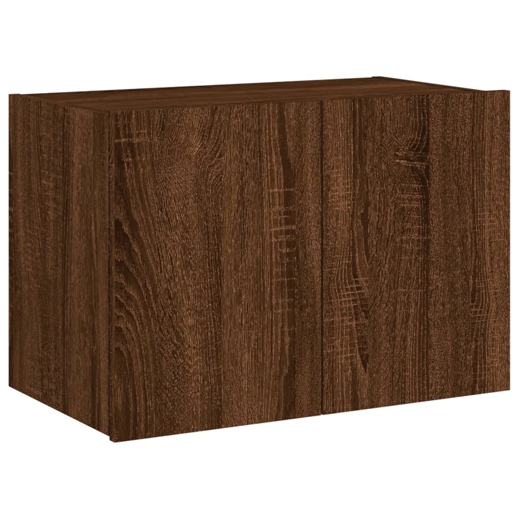 Comodă TV de perete cu lumini LED, stejar maro, 60x35x41 cm