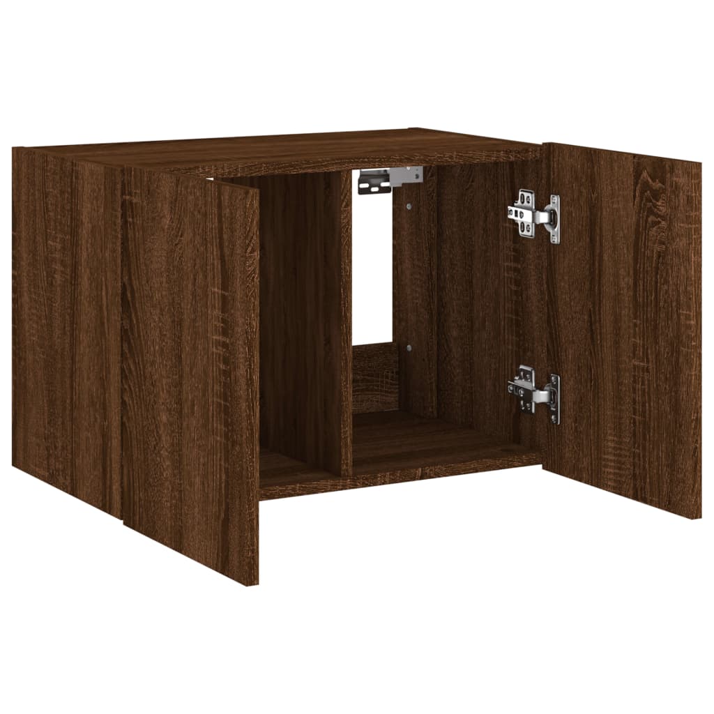 Comodă TV de perete cu lumini LED, stejar maro, 60x35x41 cm