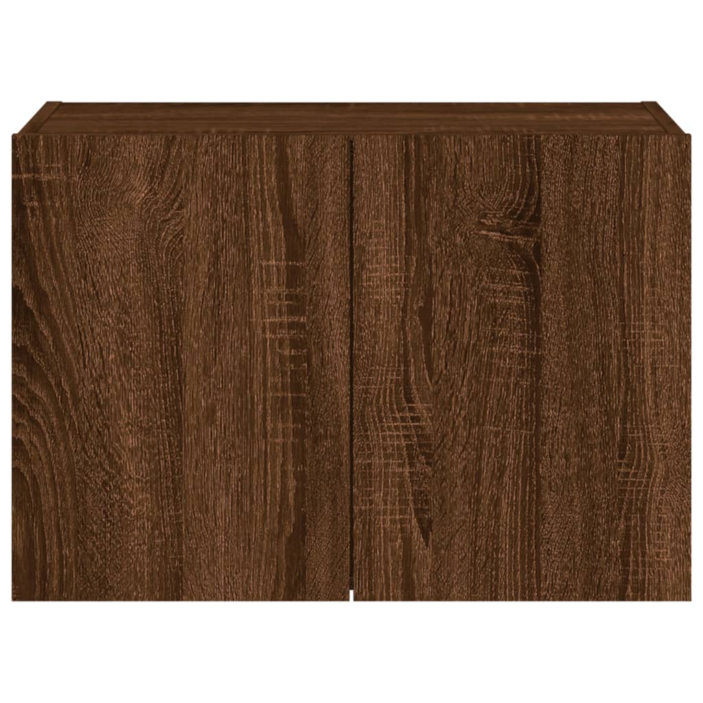 Comodă TV de perete cu lumini LED, stejar maro, 60x35x41 cm