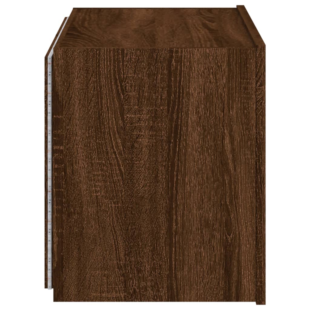 Comodă TV de perete cu lumini LED, stejar maro, 60x35x41 cm