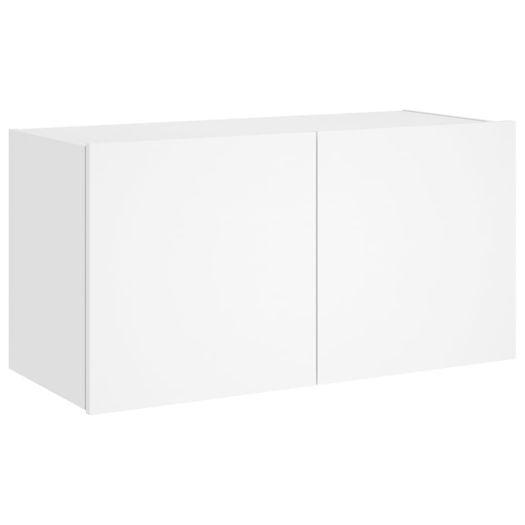 Wall-mounted TV cabinet with LED lights, white, 80x35x41 cm