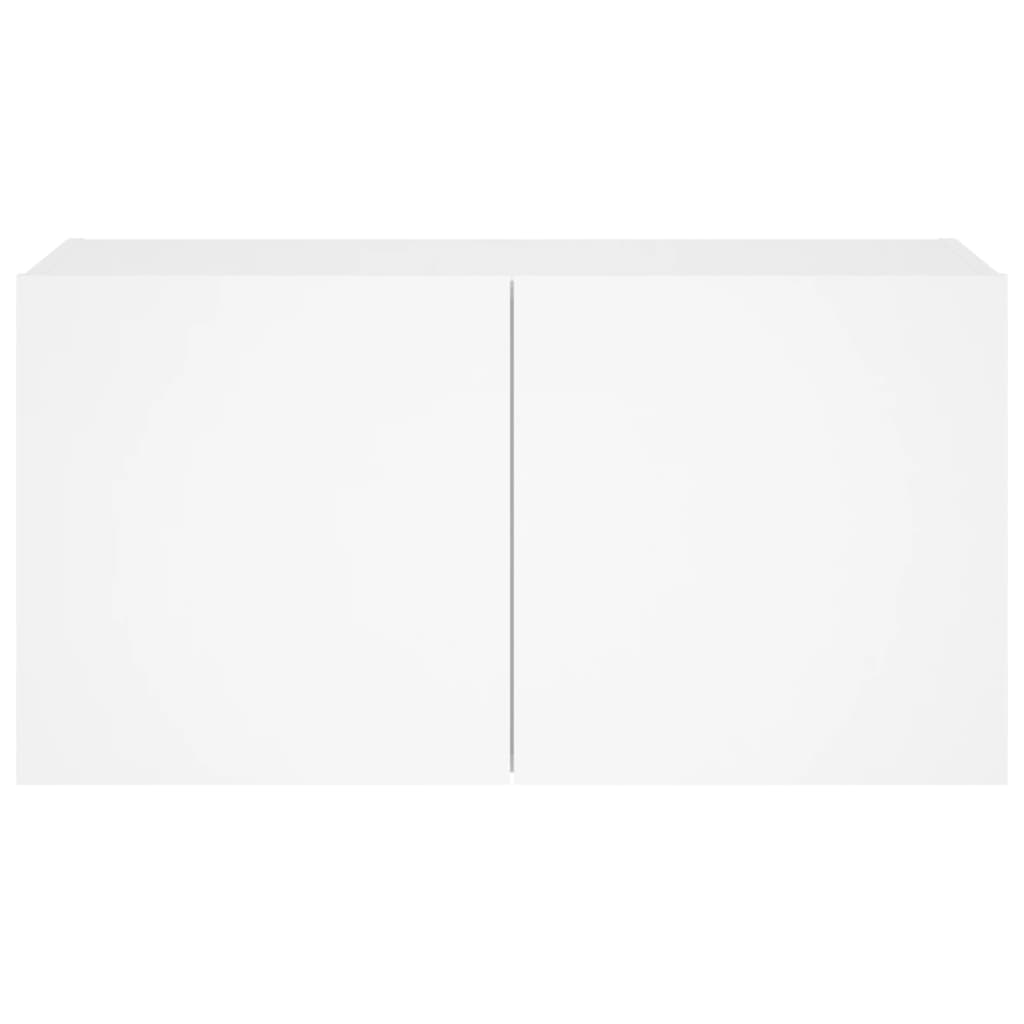 Wall-mounted TV cabinet with LED lights, white, 80x35x41 cm