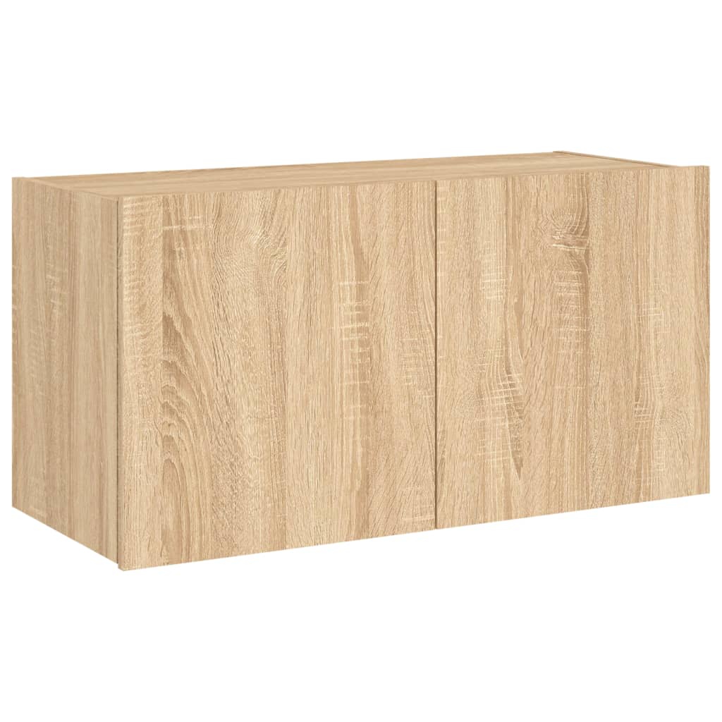 Wall-mounted TV cabinet with LED lights, sonoma oak, 80x35x41 cm