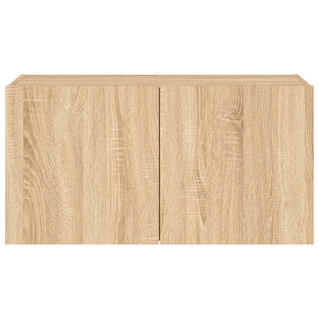 Wall-mounted TV cabinet with LED lights, sonoma oak, 80x35x41 cm