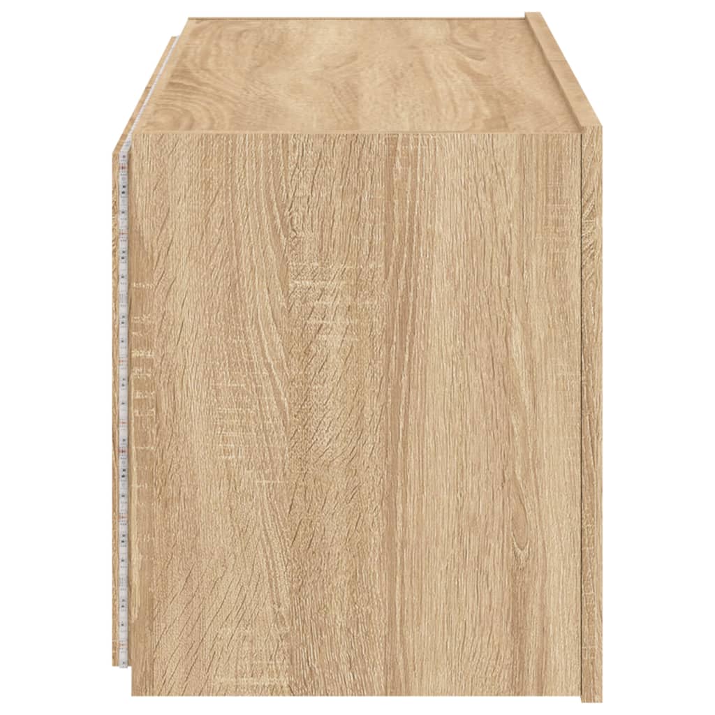 Wall-mounted TV cabinet with LED lights, sonoma oak, 80x35x41 cm