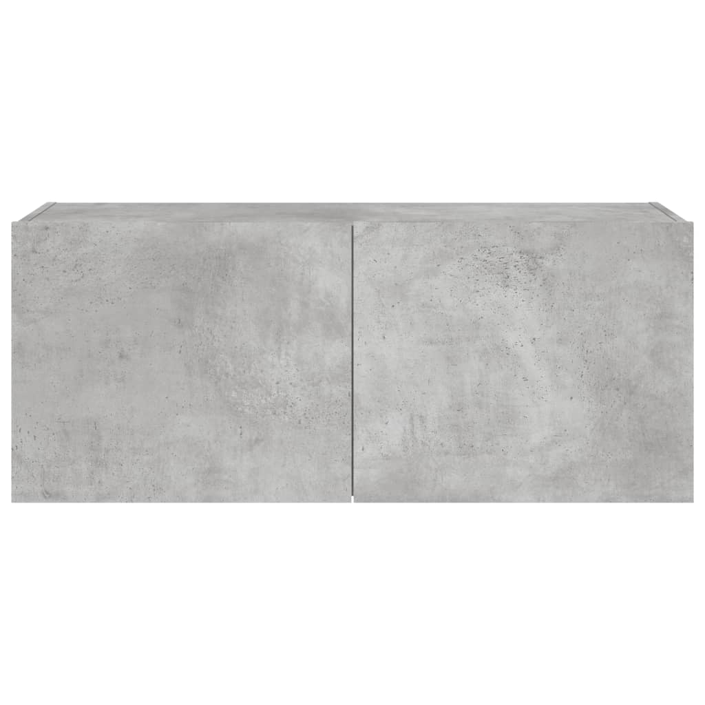 Wall-mounted TV cabinet with LED lights, concrete gray, 100x35x41 cm