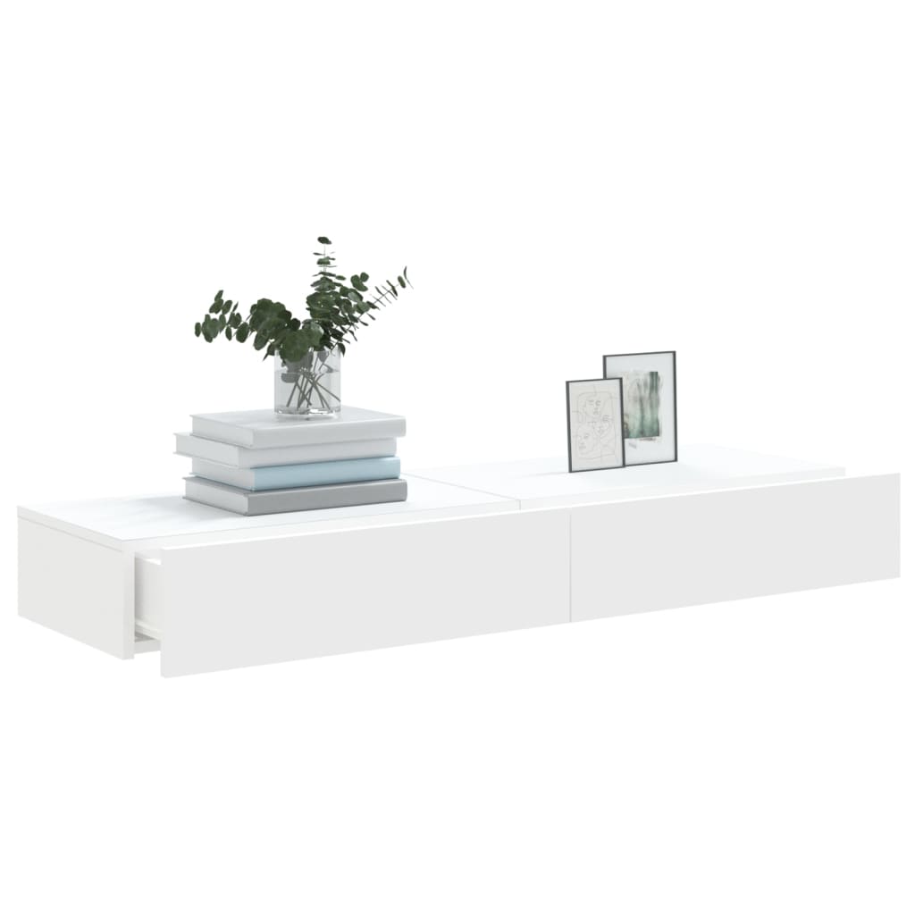 TV cabinets with LED lights, 2 pcs., white, 60x35x15.5 cm