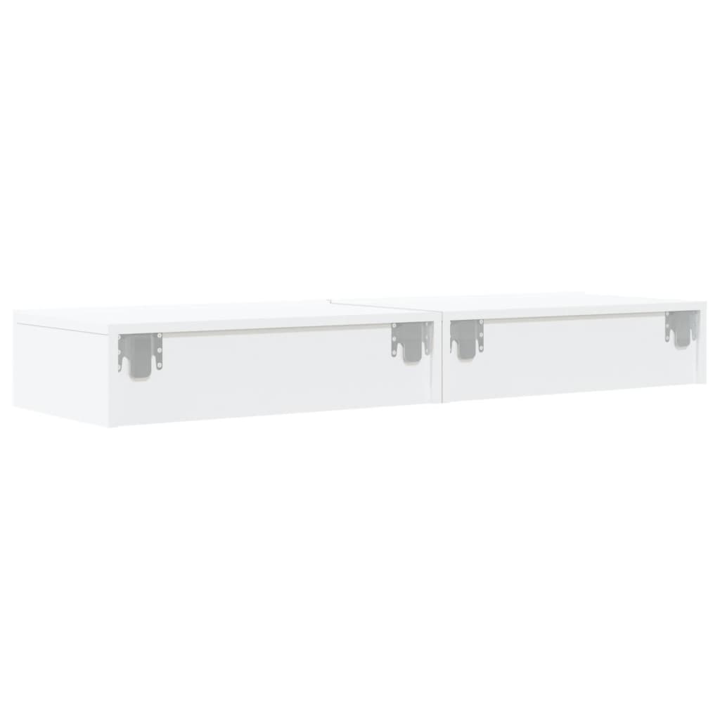 TV cabinets with LED lights, 2 pcs., white, 60x35x15.5 cm