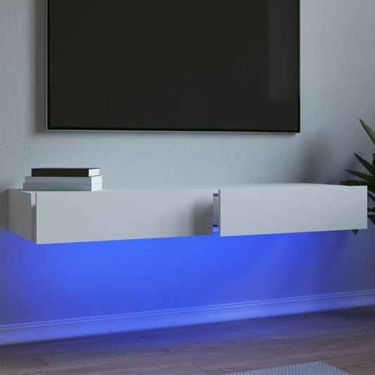 TV cabinets with LED lights, 2 pcs., white, 60x35x15.5 cm