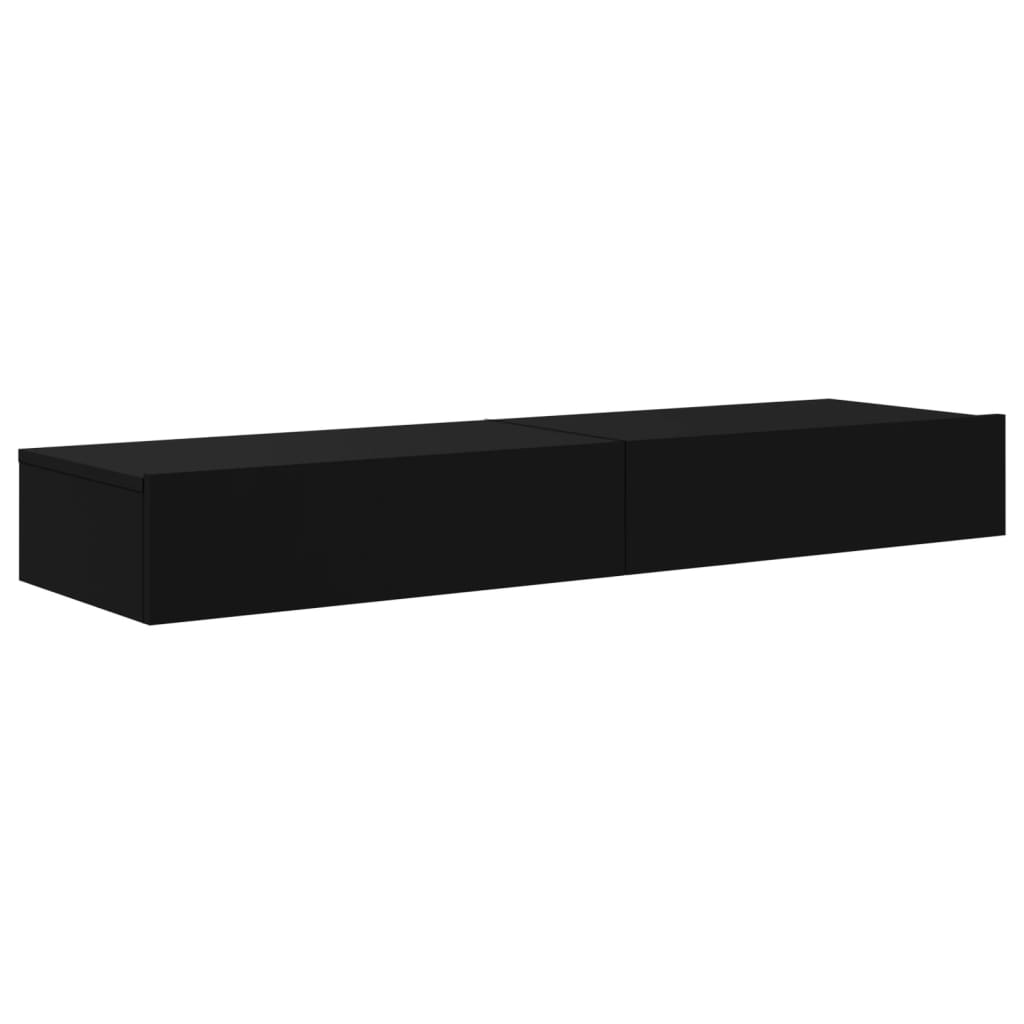 TV cabinets with LED lights, 2 pcs., black, 60x35x15.5 cm