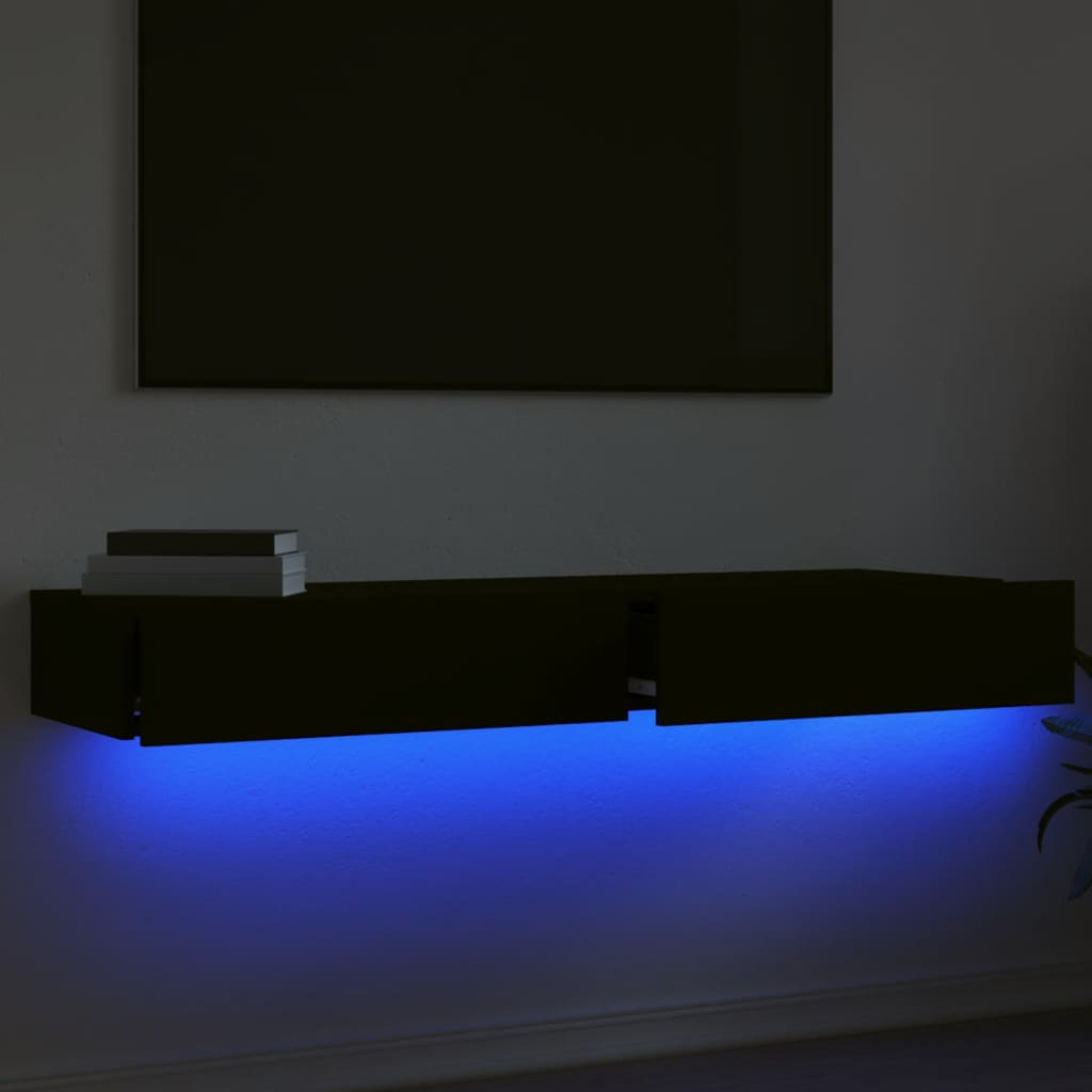 TV cabinets with LED lights, 2 pcs., black, 60x35x15.5 cm