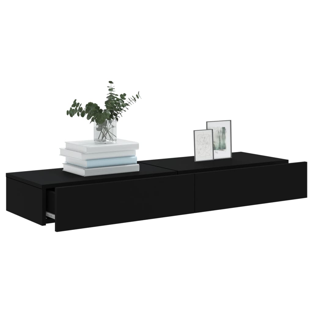TV cabinets with LED lights, 2 pcs., black, 60x35x15.5 cm