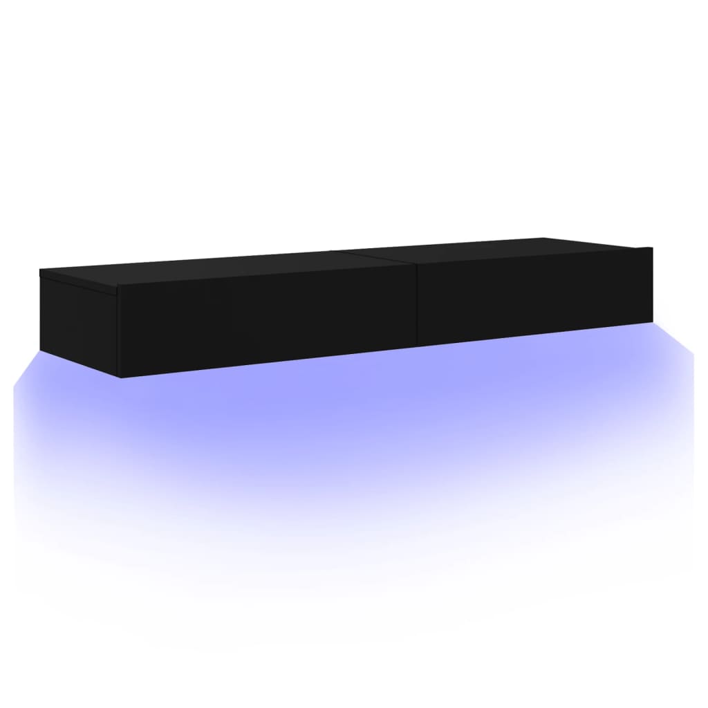 TV cabinets with LED lights, 2 pcs., black, 60x35x15.5 cm
