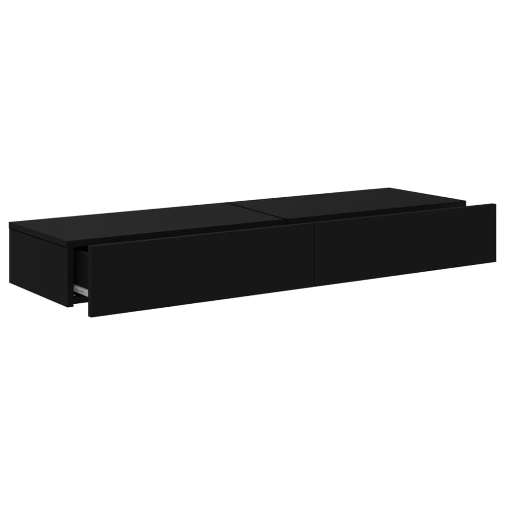 TV cabinets with LED lights, 2 pcs., black, 60x35x15.5 cm