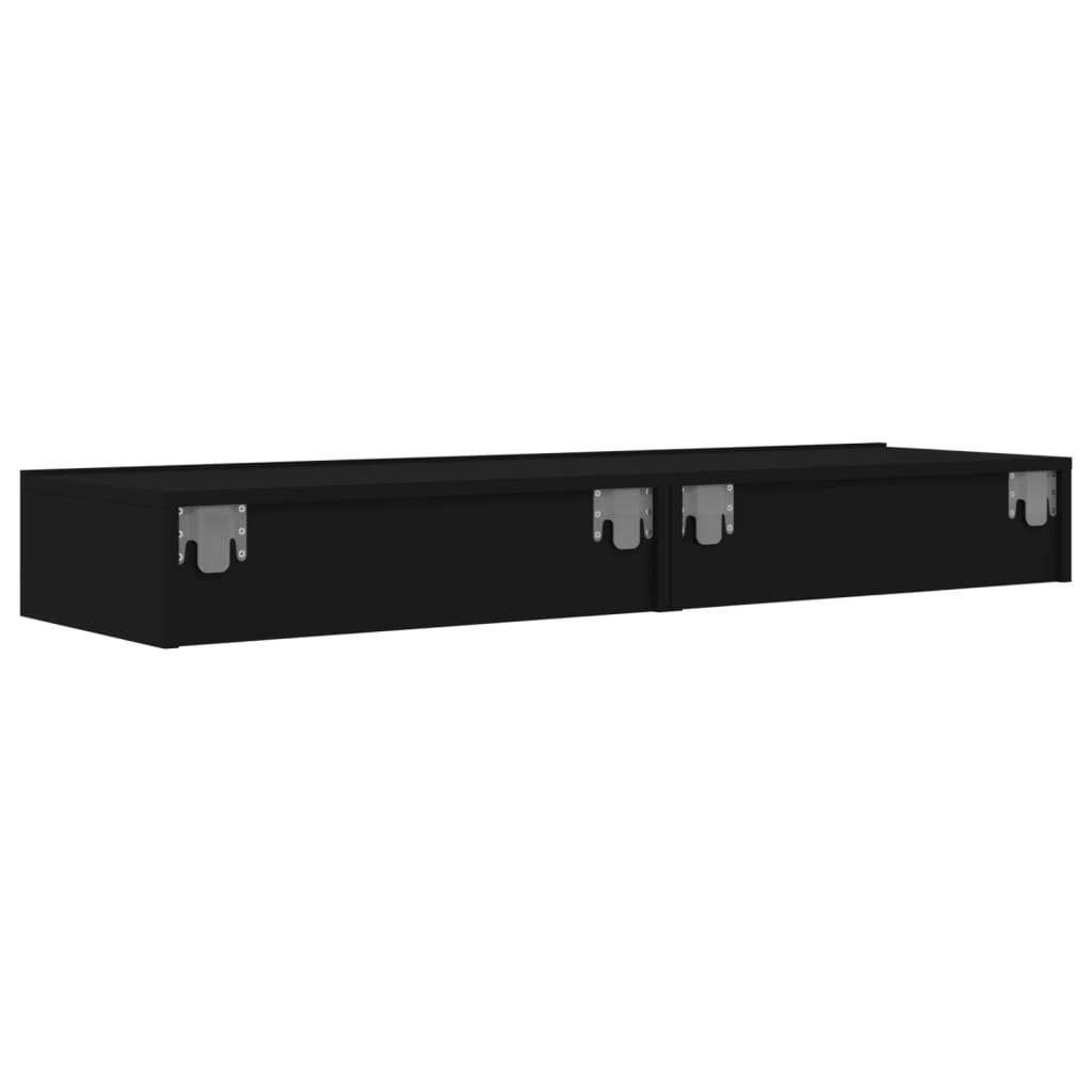 TV cabinets with LED lights, 2 pcs., black, 60x35x15.5 cm
