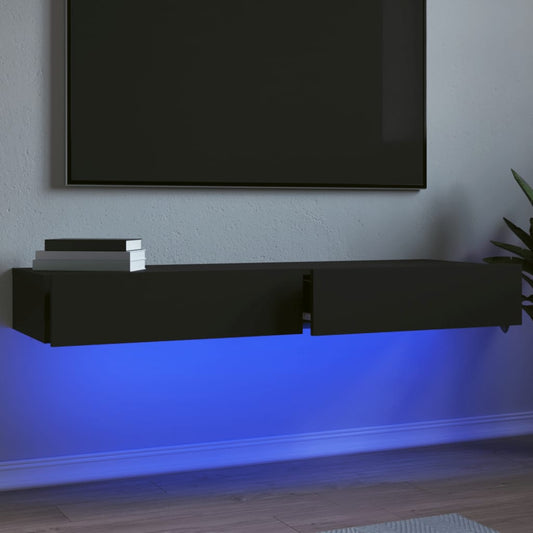 TV cabinets with LED lights, 2 pcs., black, 60x35x15.5 cm