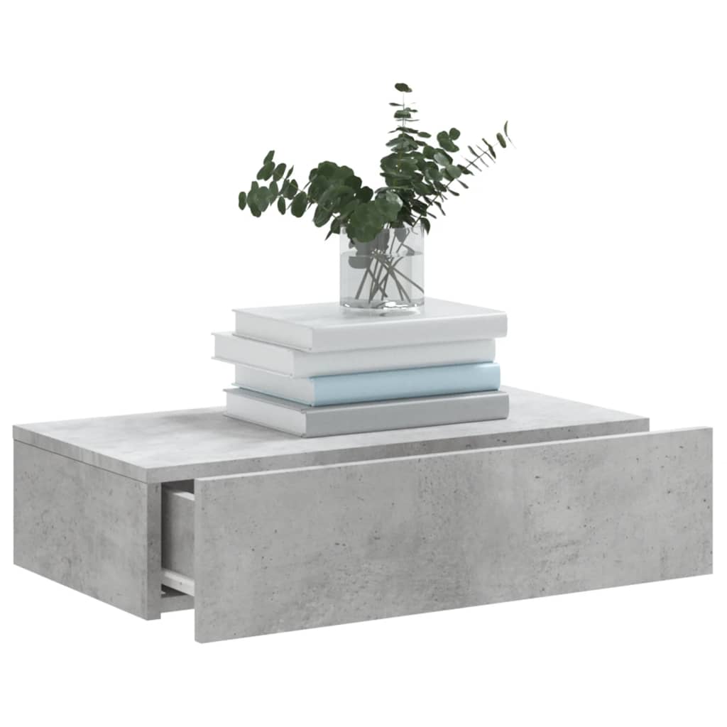 Comodă TV cu lumini LED, gri beton, 60x35x15,5 cm