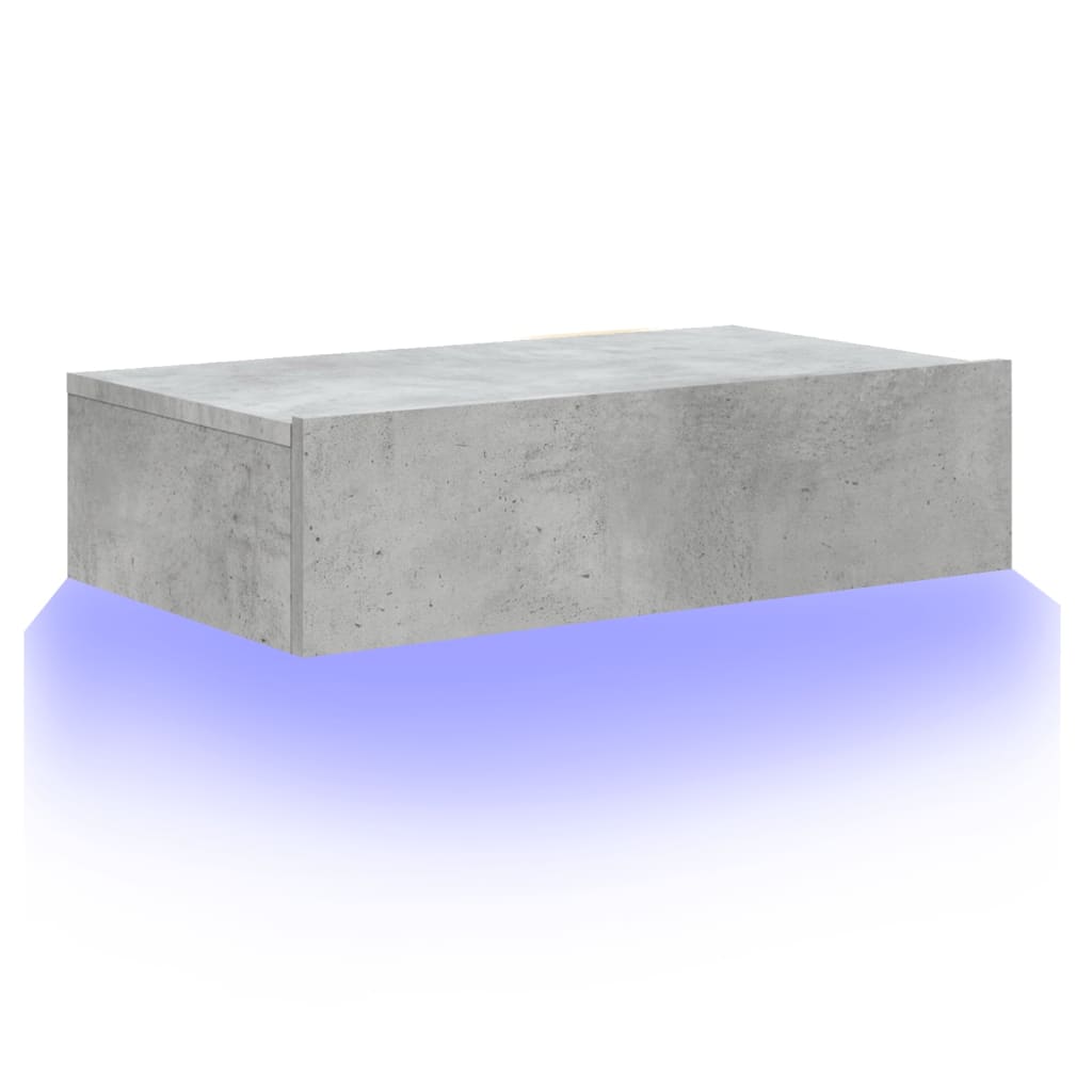 Comodă TV cu lumini LED, gri beton, 60x35x15,5 cm