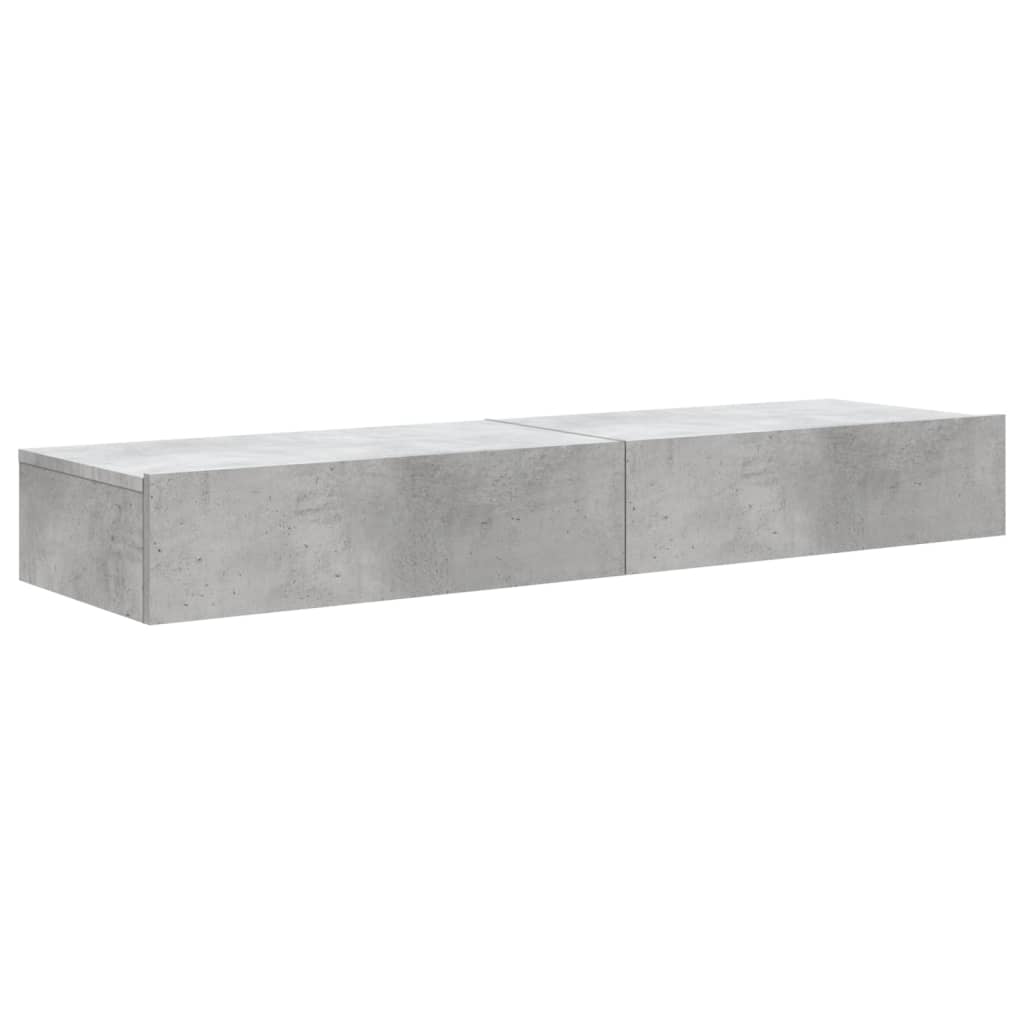 Comode TV cu lumini LED, 2 buc., gri beton, 60x35x15,5 cm