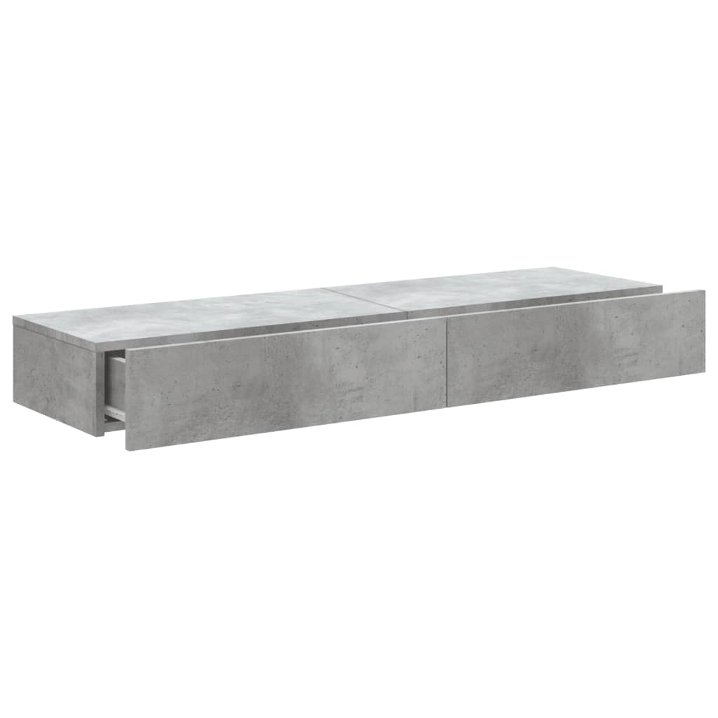 Comode TV cu lumini LED, 2 buc., gri beton, 60x35x15,5 cm