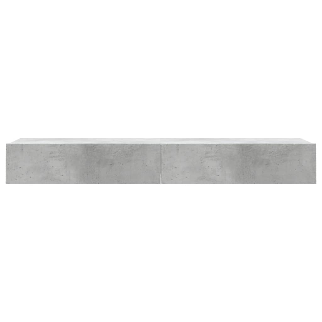 Comode TV cu lumini LED, 2 buc., gri beton, 60x35x15,5 cm