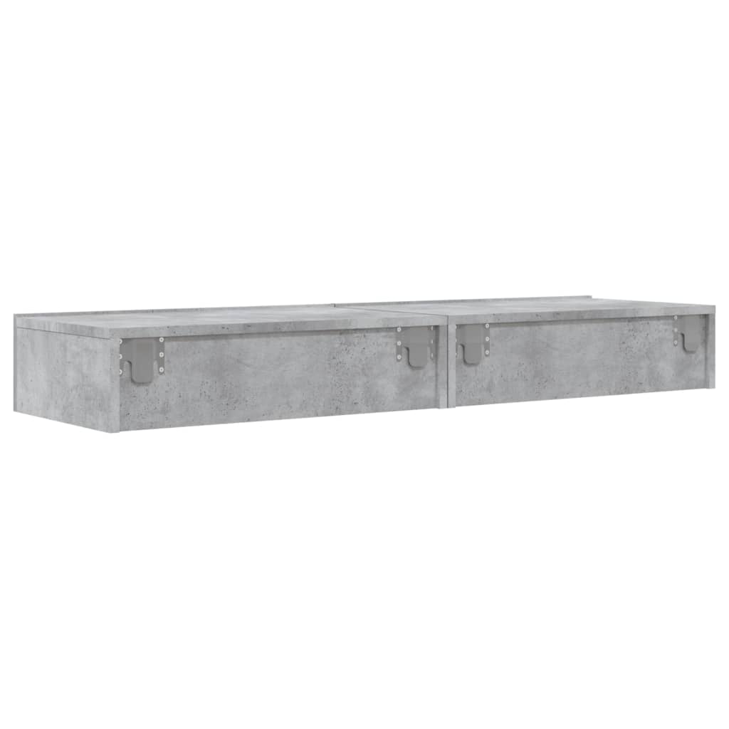 Comode TV cu lumini LED, 2 buc., gri beton, 60x35x15,5 cm