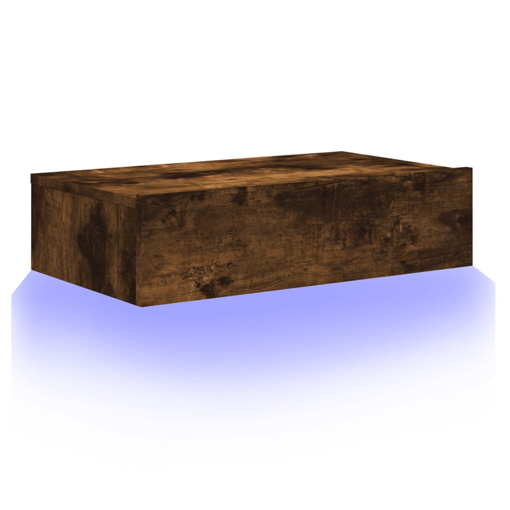 Comodă TV cu lumini LED, stejar fumuriu, 60x35x15,5 cm