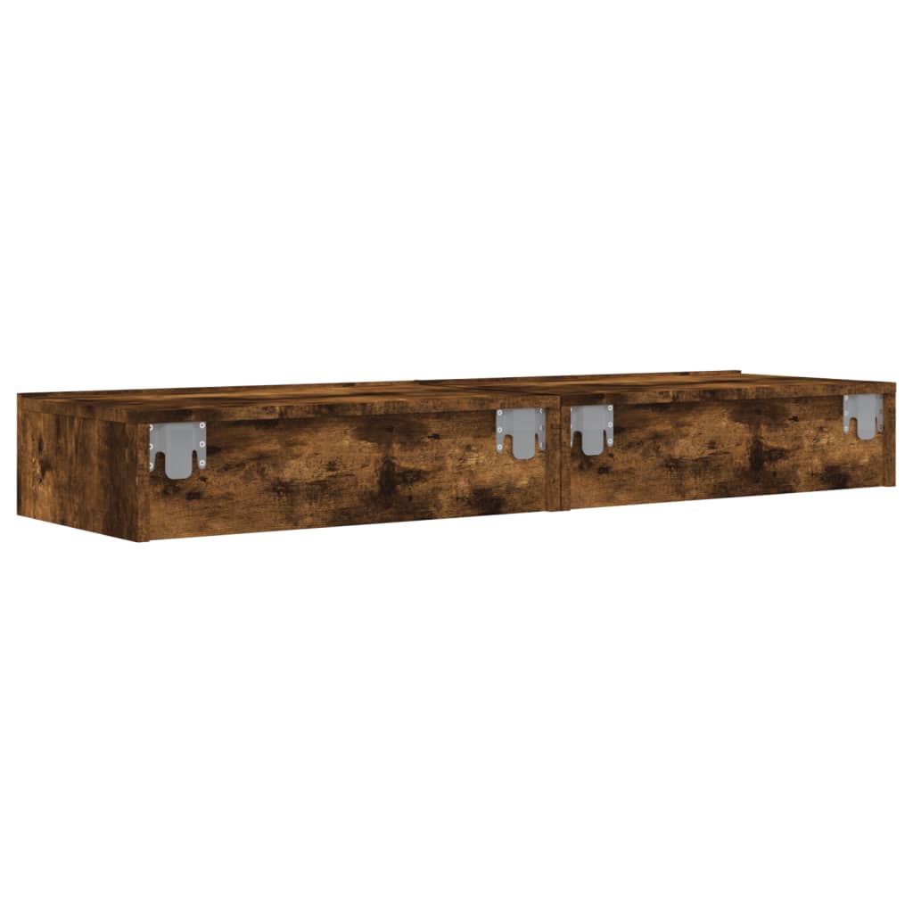 Comode TV cu lumini LED, 2 buc., stejar fumuriu, 60x35x15,5 cm