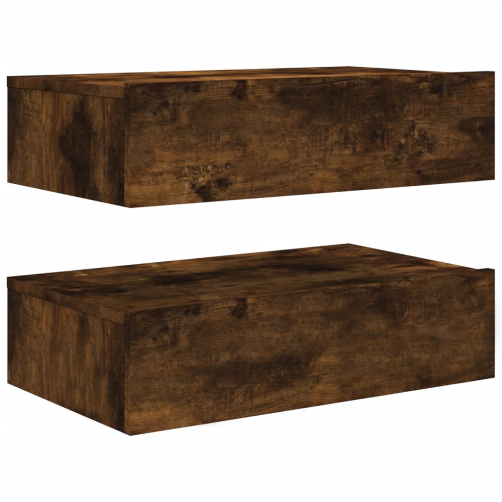 Comode TV cu lumini LED, 2 buc., stejar fumuriu, 60x35x15,5 cm