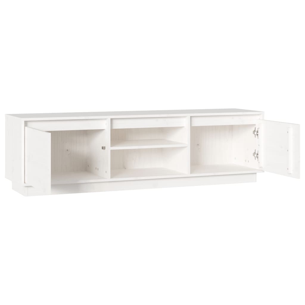 TV chest, white, 140x35x40 cm, solid pine wood