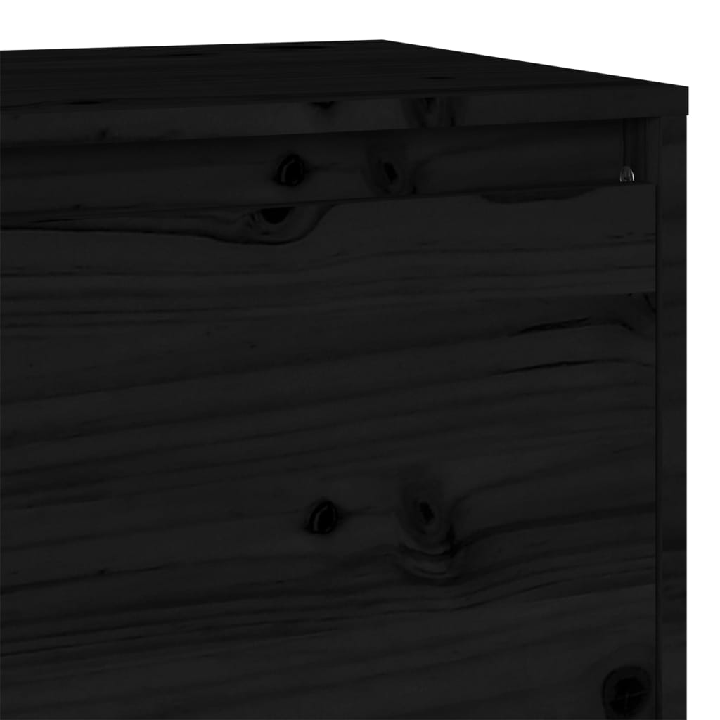 Comodă TV, negru, 140x35x40 cm, lemn masiv de pin