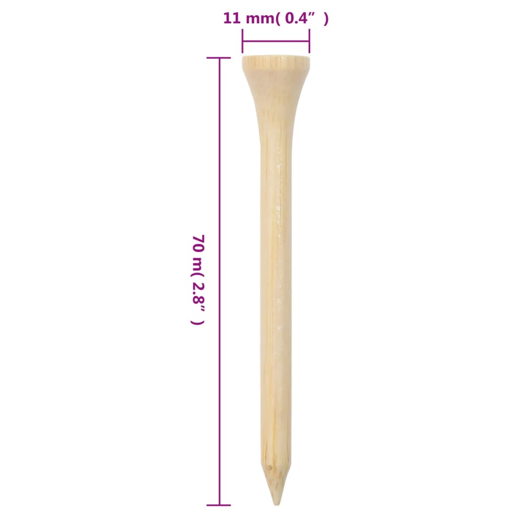 Golf tees, 1000 pcs., 70 mm, bamboo