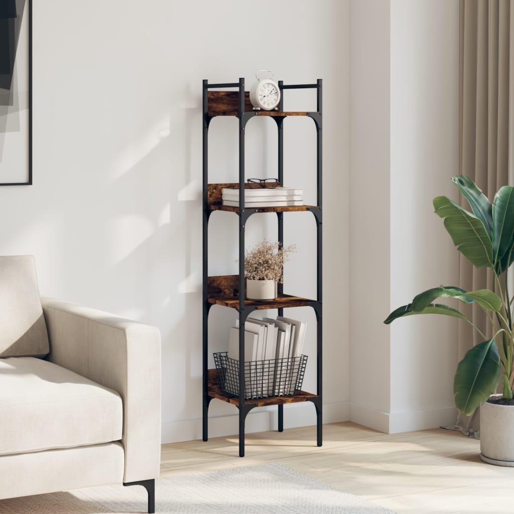 Bookcase 4 levels, smoky oak, 35x30x138.5 cm