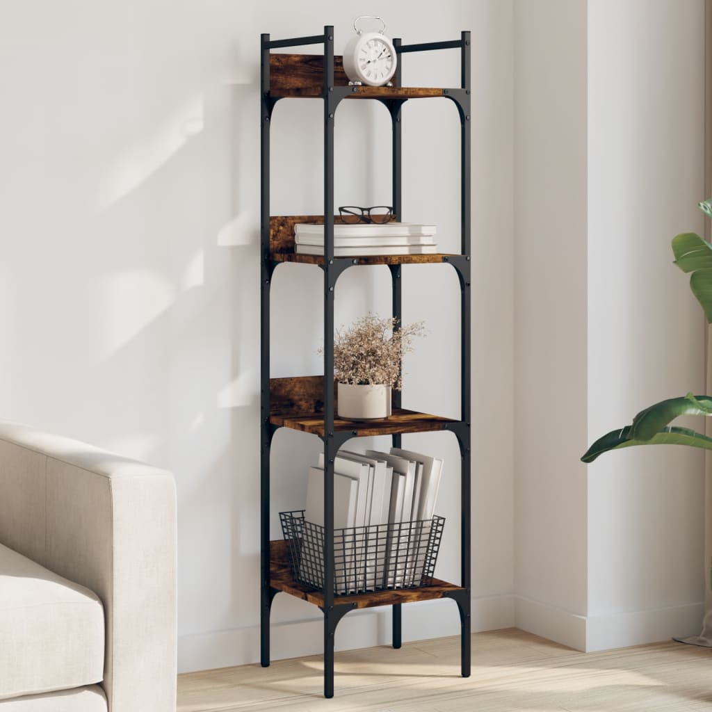 Bookcase 4 levels, smoky oak, 35x30x138.5 cm