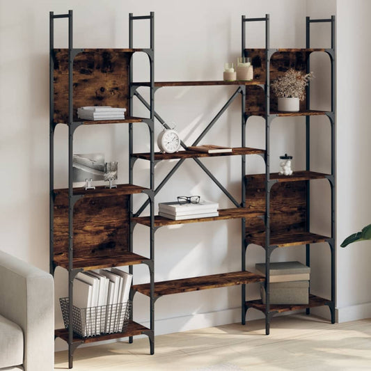 Bookcase, smoky oak, 155.5x24x166.5 cm, processed wood