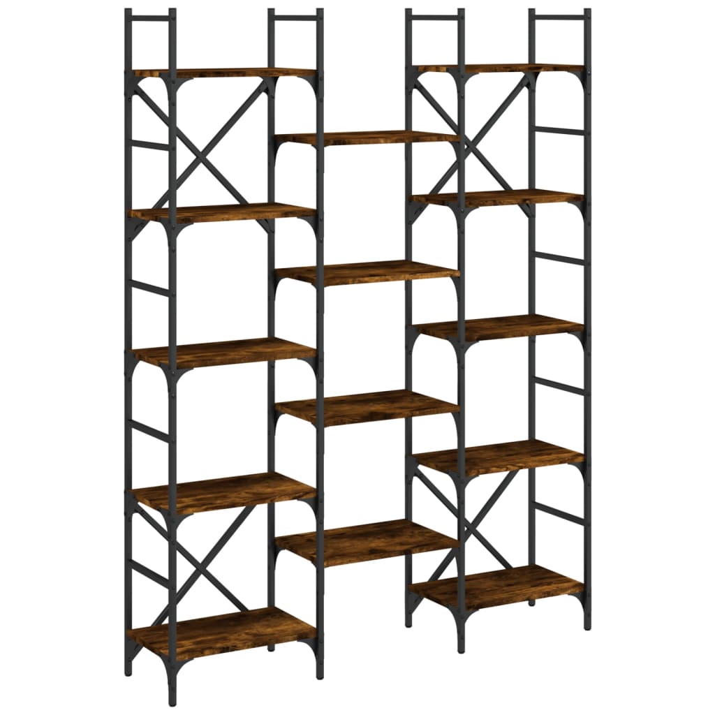 Bibliotecă, stejar fumuriu, 127,5x28,5x172,5 cm, lemn prelucrat