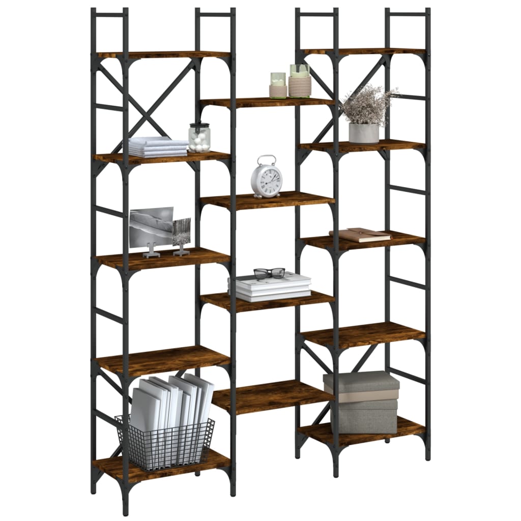 Bibliotecă, stejar fumuriu, 127,5x28,5x172,5 cm, lemn prelucrat