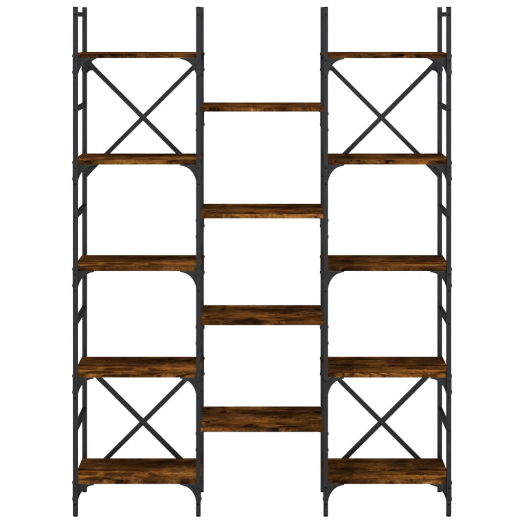 Bibliotecă, stejar fumuriu, 127,5x28,5x172,5 cm, lemn prelucrat