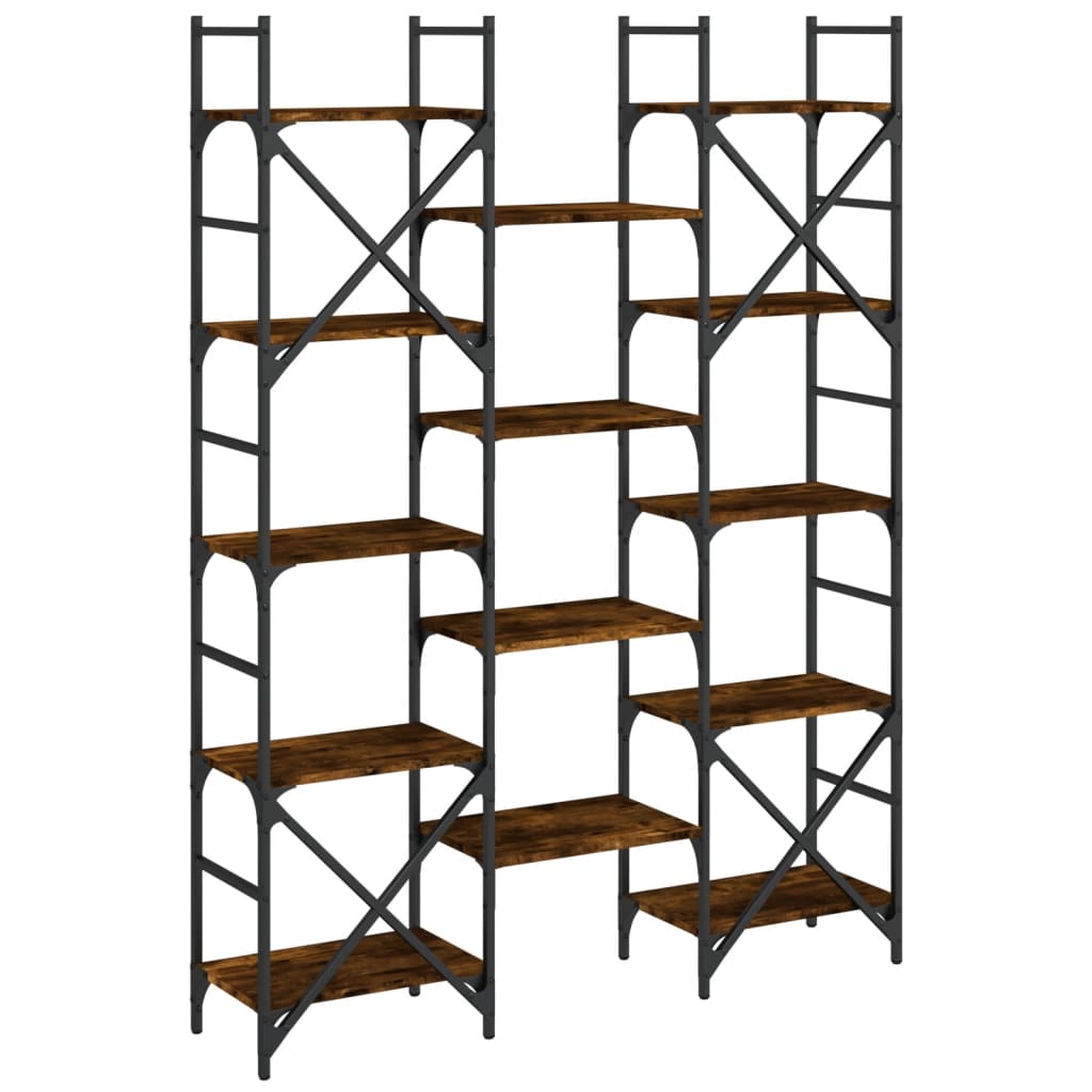Bibliotecă, stejar fumuriu, 127,5x28,5x172,5 cm, lemn prelucrat