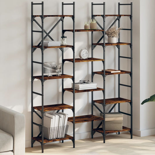 Bookcase, smoky oak, 127.5x28.5x172.5 cm, processed wood