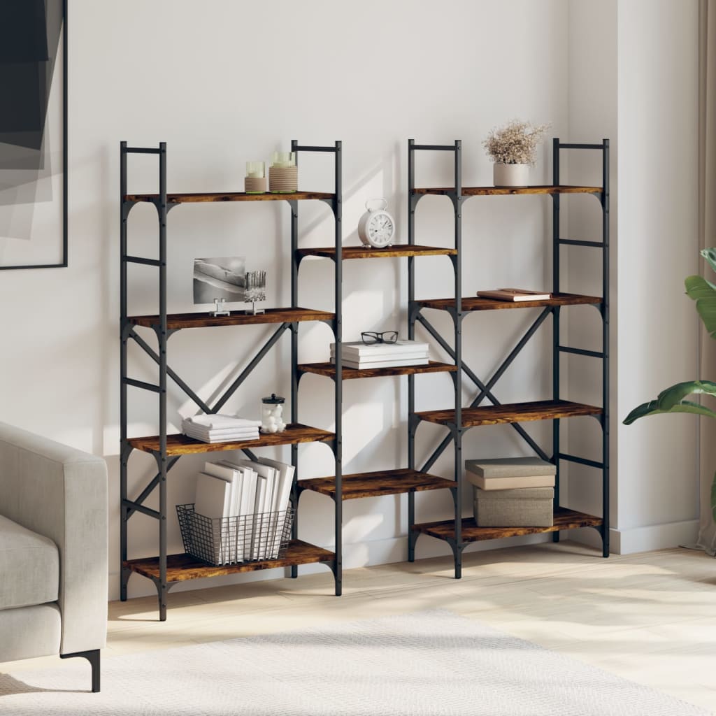 Bibliotecă, stejar fumuriu, 160x28,5x136,5 cm, lemn prelucrat