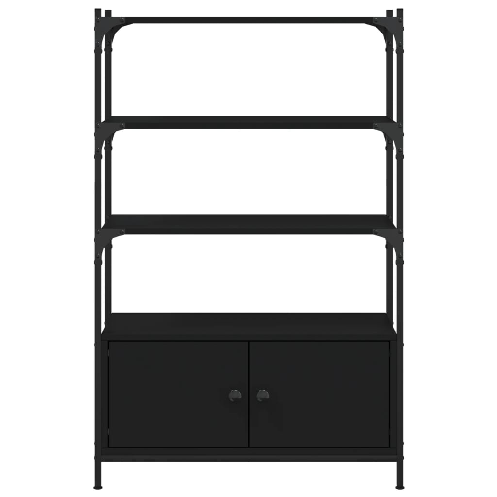 Bibliotecă cu 3 niveluri, negru, 70x30x109,5 cm lemn prelucrat