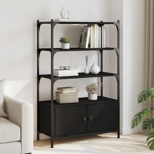 Bookcase with 3 levels, black, 70x30x109.5 cm processed wood