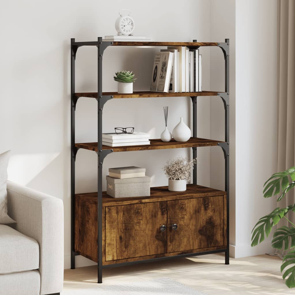 Bookcase 3 levels, smoky oak, 70x30x109.5 cm, wood