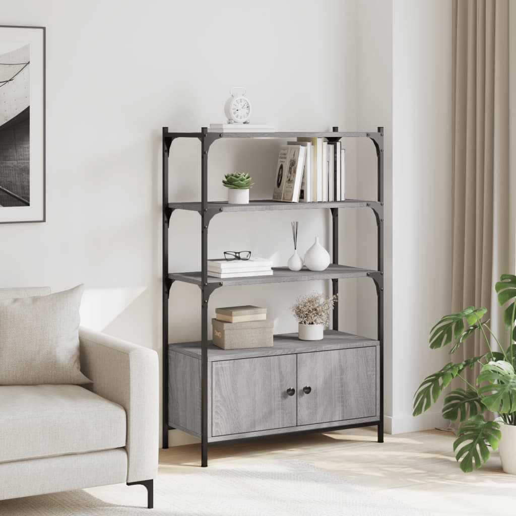 Bookcase 3 levels sonoma gray 70x30x109.5 cm, processed wood
