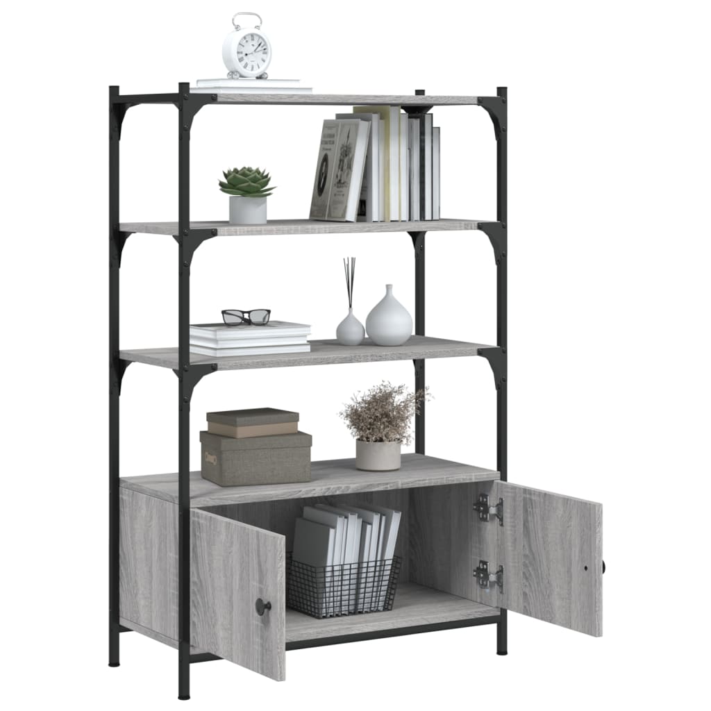 Bookcase 3 levels sonoma gray 70x30x109.5 cm, processed wood
